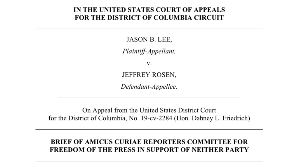 Reporters Committee Amicus Brief In Lee V Rosen