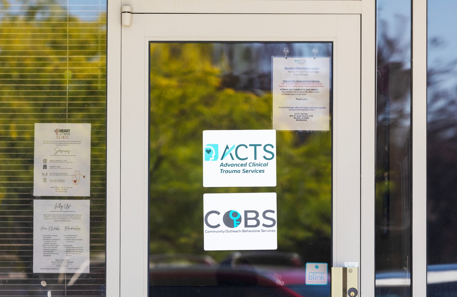 Nonprofit Community Outreach Behavioral Services (COBS) and for-profit Advanced Clinical Trauma Services (ACTS) share an office location in Meridian, Idaho. (Kyle Green / InvestigateWest)